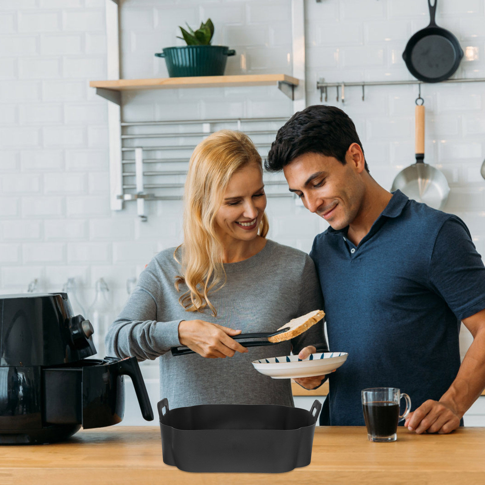 Air Fryer Silicone Pot Liner - エアフライヤー用シリコン製ベーキングライナー、焦げ付き防止、耐熱性、再利用可能、内鍋用パッド、キッチンに欠かせない便利グッズ