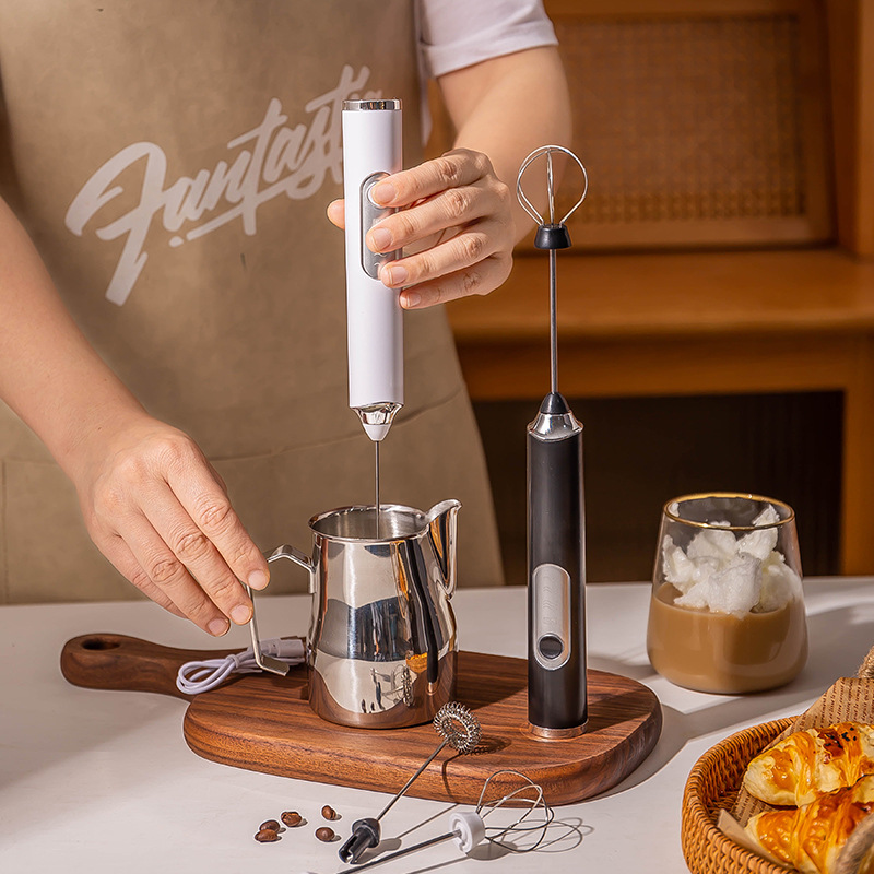 Immersion Hand Blender Set - 電動ミルクフォーマーブレンダーワイヤレスコーヒー泡立て器ミキサーハンドヘルド卵ビーターカプチーノ泡立て器ミキサー USB ポータブルキッチンツール