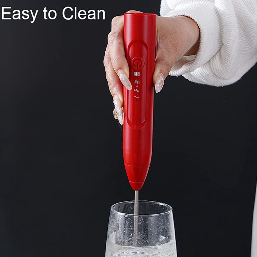 Electric Milk Frother Handheld - ABRE-電動ミルク泡立て器、コーヒー泡立て器、ハンドヘルド充電式ミルク泡立て器、3スピードドリンクミキサー、カプチーノ、ラテ用