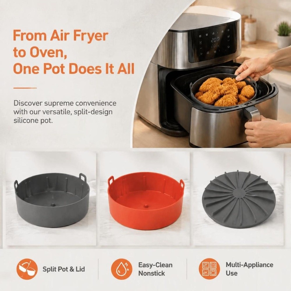 食品グレードシリコン製エアフライヤー用シリコンポット、耐熱性 - Air Fryer Silicone Pot Liner のレビューと価格
