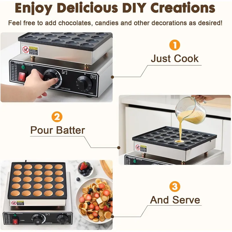 ミニパンケーキメーカー 業務用 25個 ダッチマフィンマシン - Mini Waffle Maker Machine のレビューと価格